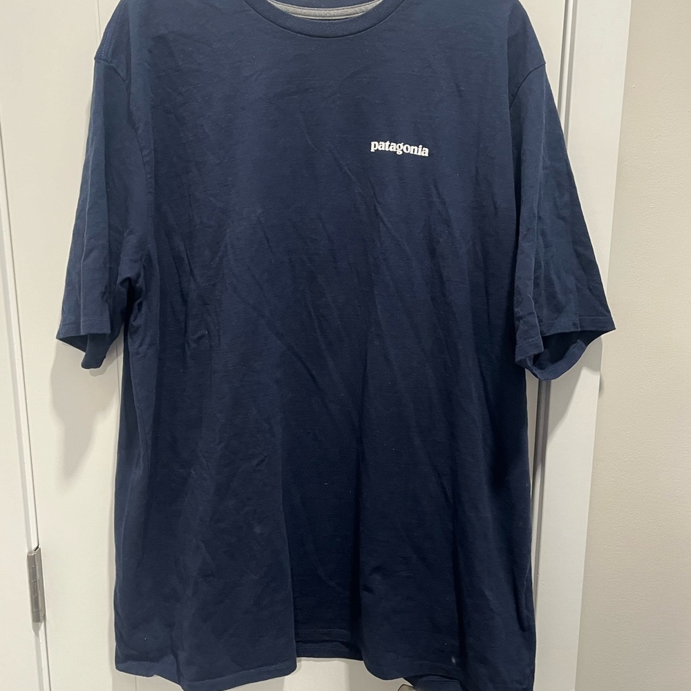 Patagonia Men's Navy Blue T-Shirt